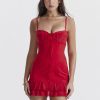 Red Lace Patchwork Buttoned Mini Dress Red Lace Patchwork Buttoned Mini Dress