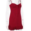 Red Lace Patchwork Buttoned Mini Dress Red Lace Patchwork Buttoned Mini Dress