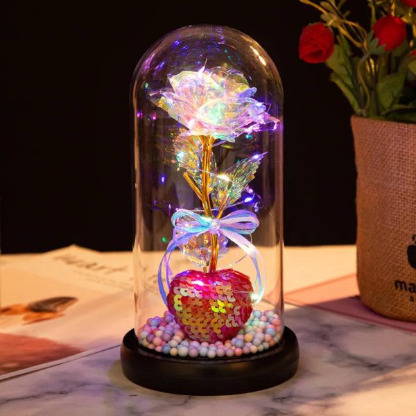 Red LED Rose in Glass Dome – Romantic Gift for Her Red LED Rose in Glass Dome – Romantic Gift for Her