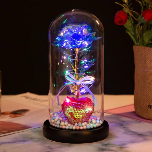 Red LED Rose in Glass Dome – Romantic Gift for Her Red LED Rose in Glass Dome – Romantic Gift for Her