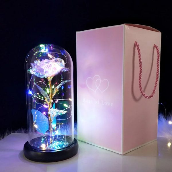 Red LED Rose in Glass Dome – Romantic Gift for Her Red LED Rose in Glass Dome – Romantic Gift for Her
