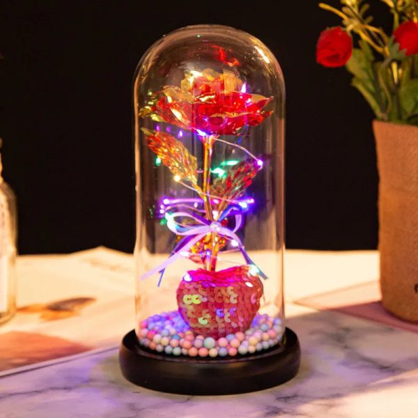 Red LED Rose in Glass Dome – Romantic Gift for Her Red LED Rose in Glass Dome – Romantic Gift for Her