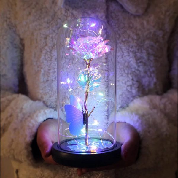 Red LED Rose in Glass Dome – Romantic Gift for Her Red LED Rose in Glass Dome – Romantic Gift for Her