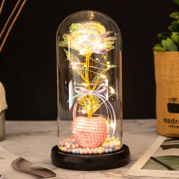 Red LED Rose in Glass Dome – Romantic Gift for Her Red LED Rose in Glass Dome – Romantic Gift for Her