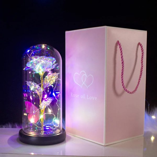 Red LED Rose in Glass Dome – Romantic Gift for Her Red LED Rose in Glass Dome – Romantic Gift for Her