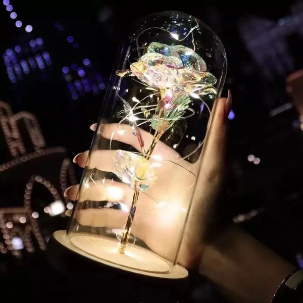 Red LED Rose in Glass Dome – Romantic Gift for Her Red LED Rose in Glass Dome – Romantic Gift for Her