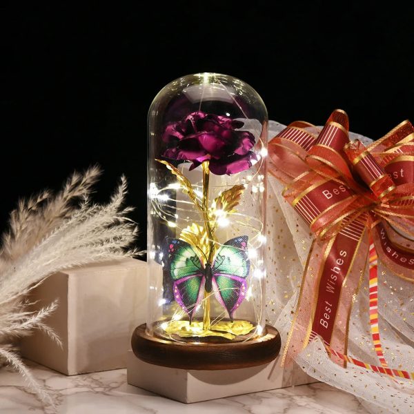 Red LED Rose in Glass Dome – Romantic Gift for Her Red LED Rose in Glass Dome – Romantic Gift for Her