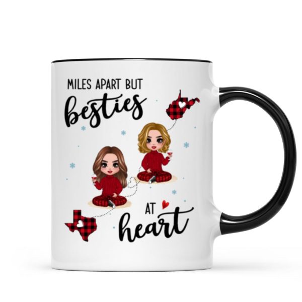 Red Plaid Long Distance Doll Besties Personalized Mug Red Plaid Long Distance Doll Besties Personalized Mug