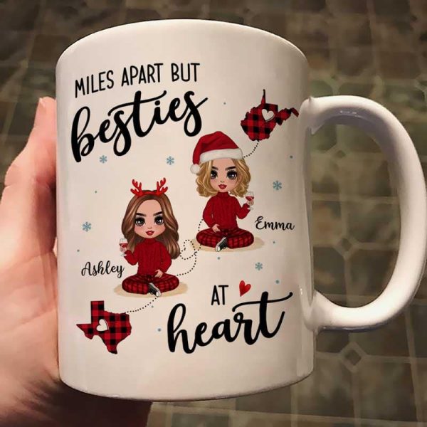Red Plaid Long Distance Doll Besties Personalized Mug Red Plaid Long Distance Doll Besties Personalized Mug