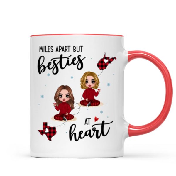 Red Plaid Long Distance Doll Besties Personalized Mug Red Plaid Long Distance Doll Besties Personalized Mug