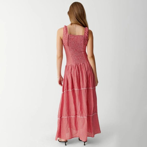 Red Plaid Maxi Dress