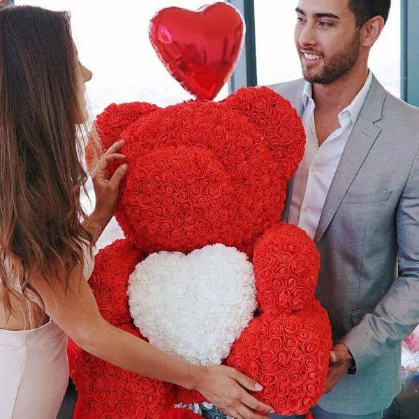 Red Rose Teddy Bear 40cm Artificial Rose Flower Gift Red Rose Teddy Bear 40cm Artificial Rose Flower Gift