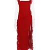 Red Ruffle Split Maxi Dress Red Ruffle Split Maxi Dress
