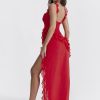 Red Ruffle Split Maxi Dress Red Ruffle Split Maxi Dress