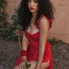 Red Ruffle Split Maxi Dress Red Ruffle Split Maxi Dress