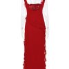 Red Ruffle Split Maxi Dress Red Ruffle Split Maxi Dress