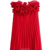 Red Ruffled Pleated Strapless Mini Dress Red Ruffled Pleated Strapless Mini Dress