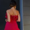Red Ruffled Pleated Strapless Mini Dress Red Ruffled Pleated Strapless Mini Dress