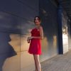 Red Ruffled Pleated Strapless Mini Dress Red Ruffled Pleated Strapless Mini Dress