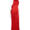 Red Satin Backless Bow Halter Maxi Dress Red Satin Backless Bow Halter Maxi Dress