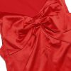 Red Satin Backless Bow Halter Maxi Dress Red Satin Backless Bow Halter Maxi Dress