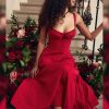 Red Strappy Tie-Up Bustier Midi Dress Red Strappy Tie-Up Bustier Midi Dress