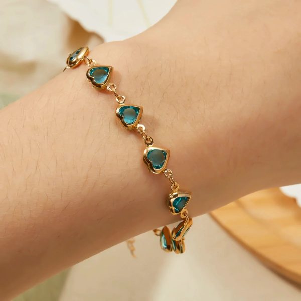 Red Zircon Heart Chain Bracelet Red Zircon Heart Chain Bracelet