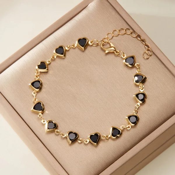 Red Zircon Heart Chain Bracelet Red Zircon Heart Chain Bracelet