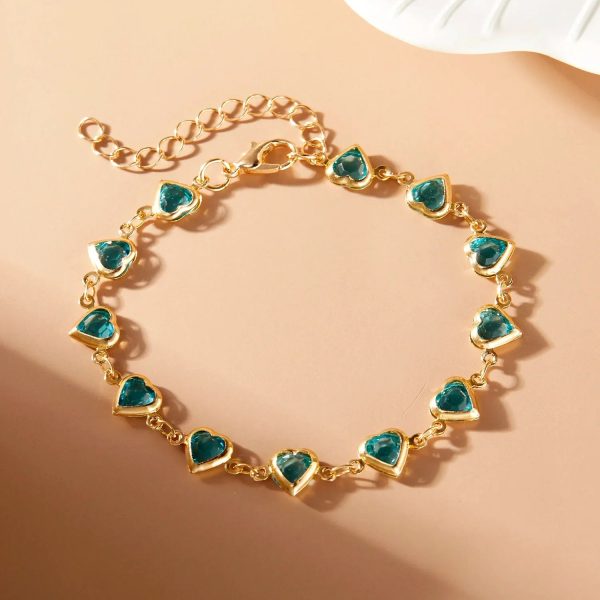 Red Zircon Heart Chain Bracelet Red Zircon Heart Chain Bracelet