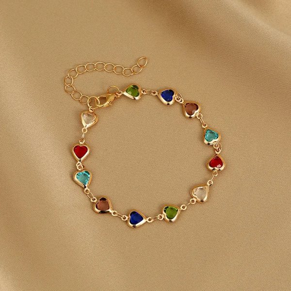 Red Zircon Heart Chain Bracelet Red Zircon Heart Chain Bracelet