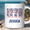 Retro America 1776 Floral Personalized Mug, Land of the Free Patriotic Gift with Custom Name Retro America 1776 Floral Personalized Mug, Land of the Free Patriotic Gift with Custom Name