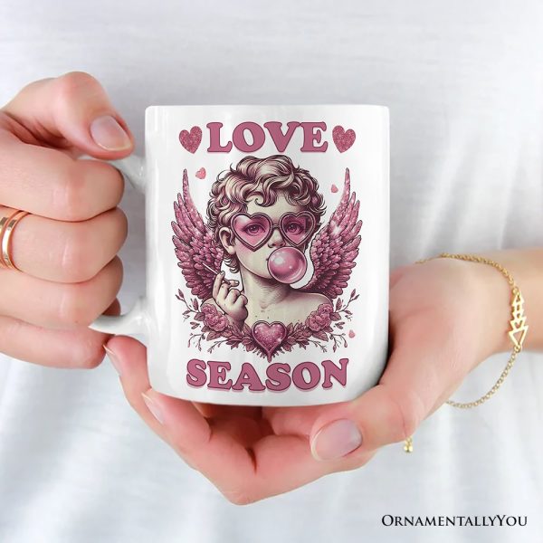 Retro Cupid Valentine Blowing Bubble Personalized Mug, Love Season Vintage Valentine's Day Gift Retro Cupid Valentine Blowing Bubble Personalized Mug, Love Season Vintage Valentine's Day Gift