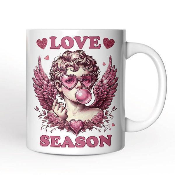 Retro Cupid Valentine Blowing Bubble Personalized Mug, Love Season Vintage Valentine's Day Gift Retro Cupid Valentine Blowing Bubble Personalized Mug, Love Season Vintage Valentine's Day Gift