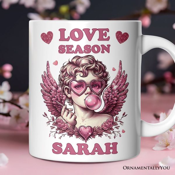 Retro Cupid Valentine Blowing Bubble Personalized Mug, Love Season Vintage Valentine's Day Gift Retro Cupid Valentine Blowing Bubble Personalized Mug, Love Season Vintage Valentine's Day Gift