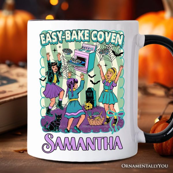 Retro Easy-Bake Coven Horror Movie Personalized Mug, Funny Retro Witch Halloween Gift with Custom Name Retro Easy-Bake Coven Horror Movie Personalized Mug, Funny Retro Witch Halloween Gift with Custom Name
