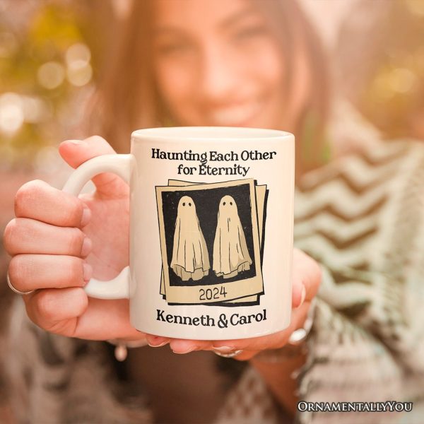 Retro Ghost Picture Haunting Eachother for Eternity, Personalized Mug, Vintage Halloween Gift for Couples Retro Ghost Picture Haunting Eachother for Eternity, Personalized Mug, Vintage Halloween Gift for Couples