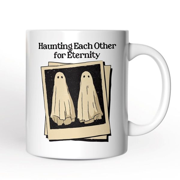 Retro Ghost Picture Haunting Eachother for Eternity, Personalized Mug, Vintage Halloween Gift for Couples Retro Ghost Picture Haunting Eachother for Eternity, Personalized Mug, Vintage Halloween Gift for Couples