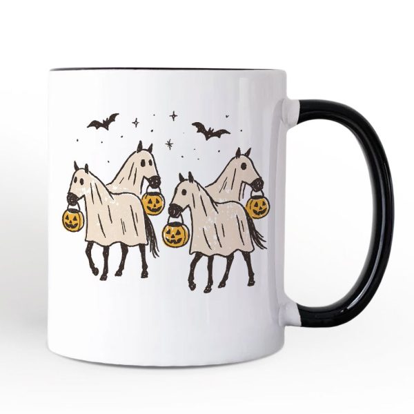 Retro Halloween Horse Ghosts Personalized Mug, Cute Western Gift with Spooky Vibes and Custom Name Retro Halloween Horse Ghosts Personalized Mug, Cute Western Gift with Spooky Vibes and Custom Name