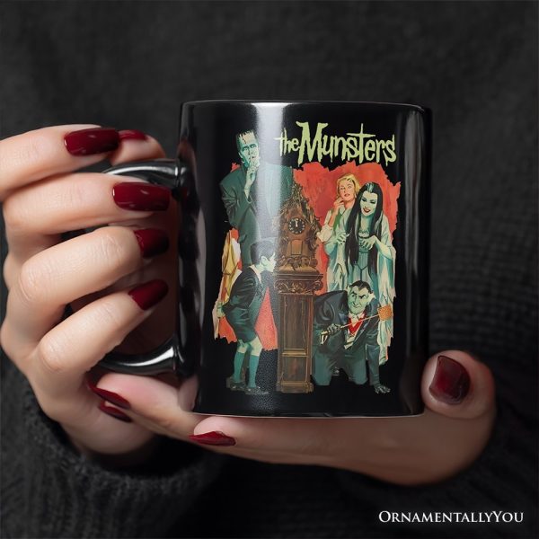 Retro Monster Family Sitcom Personalized Mug, Horror Halloween Gift with Custom Name