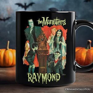 Retro Monster Family Sitcom Personalized Mug, Horror Halloween Gift with Custom Name