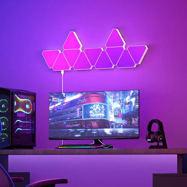 RGB Triangular Quantum Wall Lamp with Music Sync RGB Triangular Quantum Wall Lamp with Music Sync