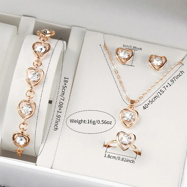 Rhinestone Heart Watch and Jewelry Set for Women Rhinestone Heart Watch and Jewelry Set for Women