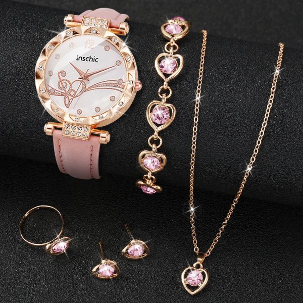 Rhinestone Heart Watch and Jewelry Set for Women Rhinestone Heart Watch and Jewelry Set for Women