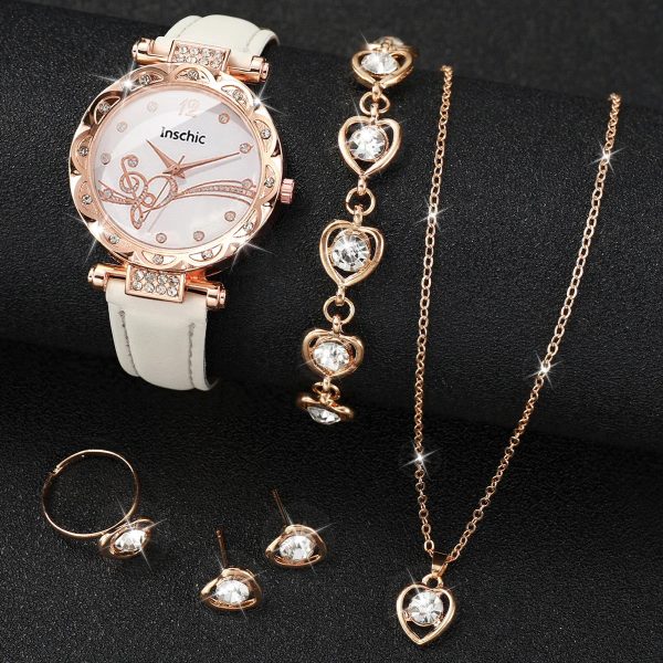 Rhinestone Heart Watch and Jewelry Set for Women Rhinestone Heart Watch and Jewelry Set for Women