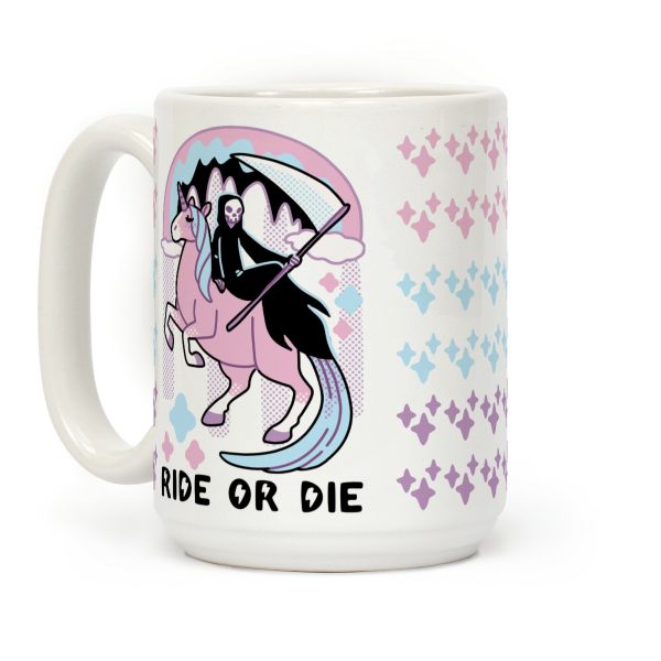 Ride or Die - Grim Reaper and Unicorn Coffee Mug Ride or Die - Grim Reaper and Unicorn Coffee Mug