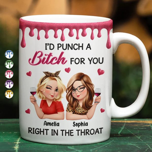Right In The Throat 3D Bestie - Personalized White Edge-to-Edge Mug Right In The Throat 3D Bestie - Personalized White Edge-to-Edge Mug