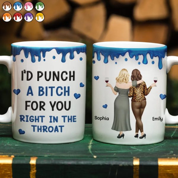 Right In The Throat Backside Besties - Personalized White Edge-to-Edge Mug Right In The Throat Backside Besties - Personalized White Edge-to-Edge Mug