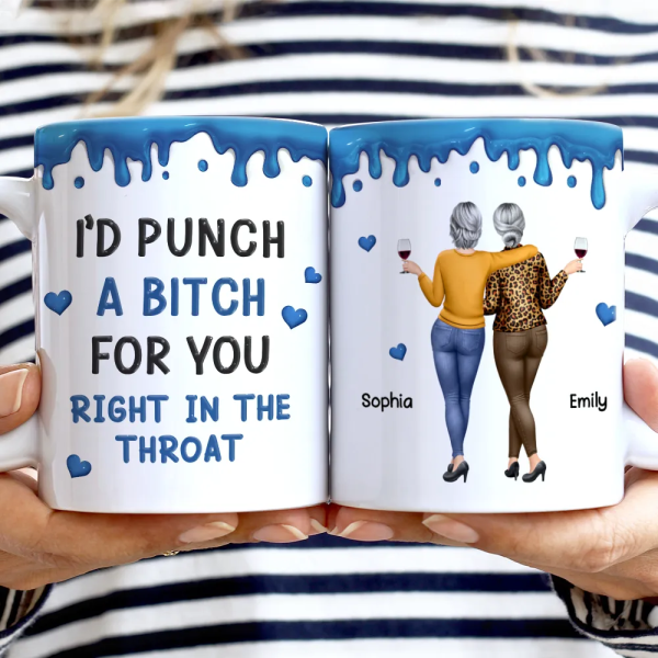 Right In The Throat Backside Besties - Personalized White Edge-to-Edge Mug Right In The Throat Backside Besties - Personalized White Edge-to-Edge Mug