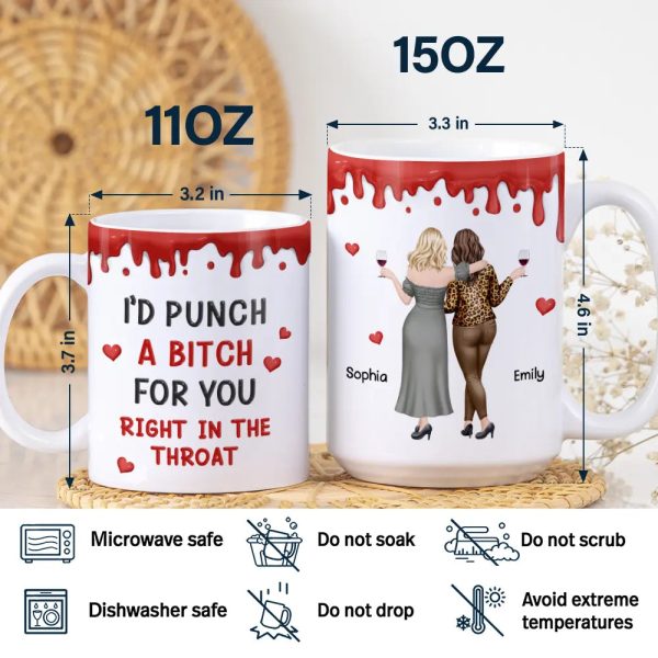 Right In The Throat Backside Besties - Personalized White Edge-to-Edge Mug Right In The Throat Backside Besties - Personalized White Edge-to-Edge Mug