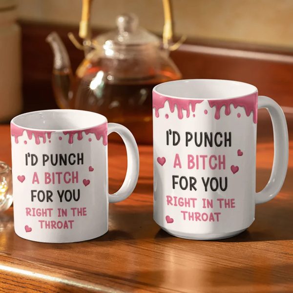Right In The Throat Backside Besties - Personalized White Edge-to-Edge Mug Right In The Throat Backside Besties - Personalized White Edge-to-Edge Mug